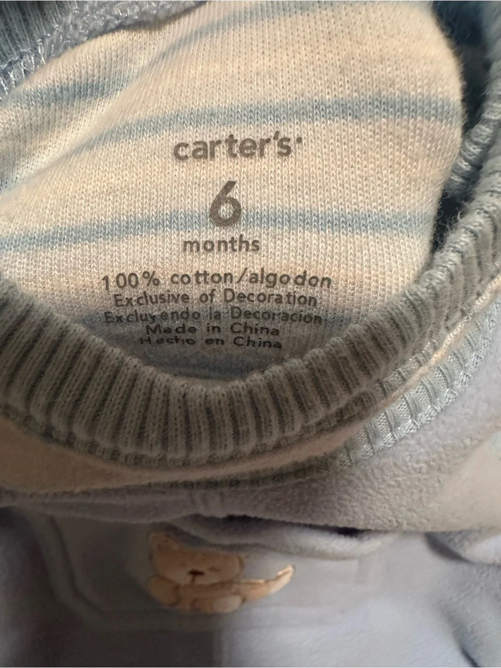 Carters Baby Blue Bear Hugs Fleece Overalls w/Matching Long Sleeve Top-Size 6M